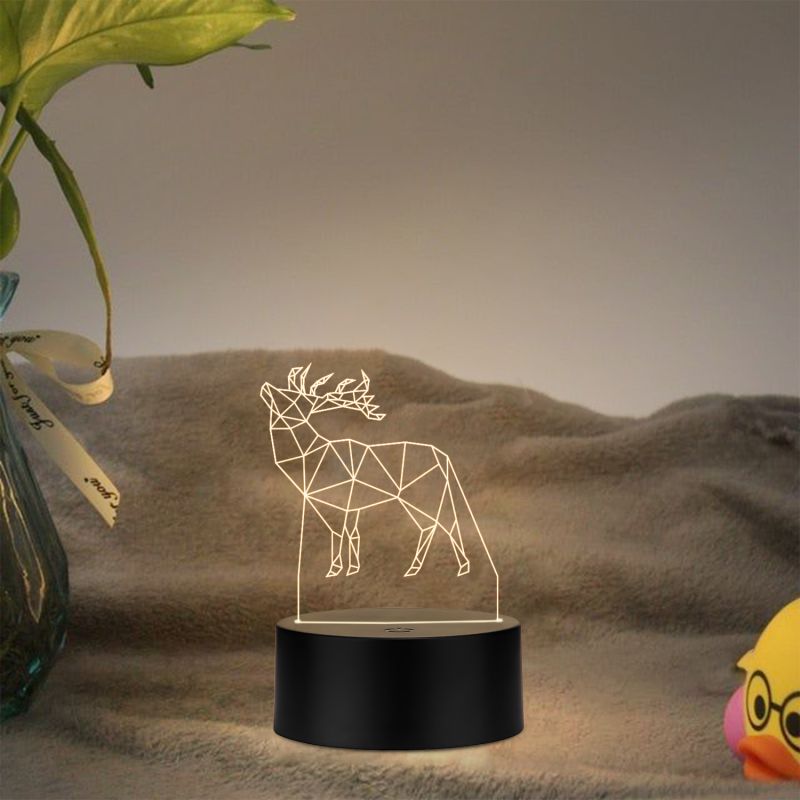 3D Illusion Deer Led Night lamp with Warm White Color Gift for Birthday